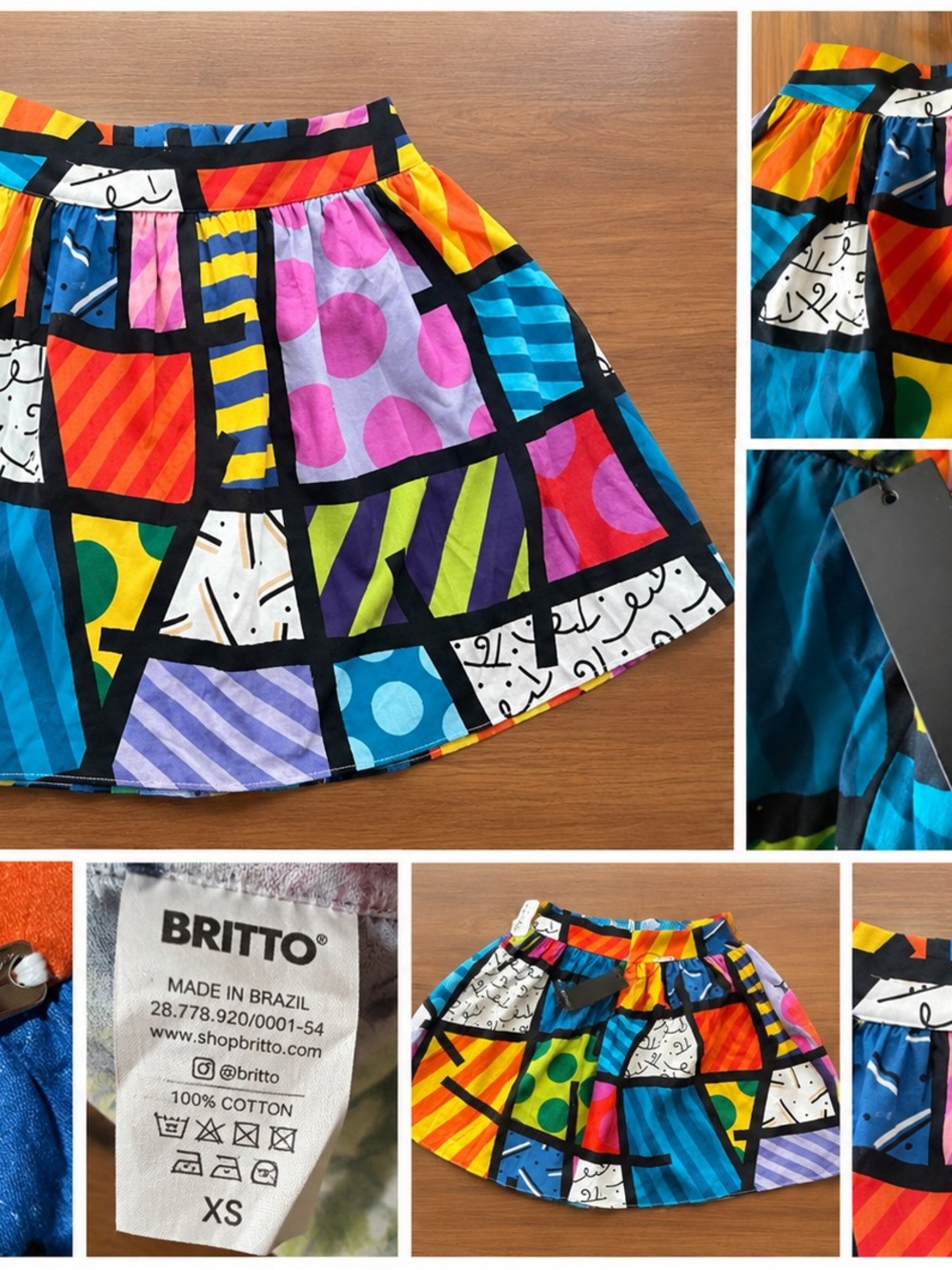 BRITTO made in Brazil Multicolor Patchwork Cotton Skirt - Women's XS